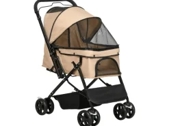 PawHut Hundewagen Stahl Oxford-Gewebe Braun 76,5L x 52B x 95H cm