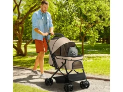 PawHut Hundewagen Stahl Oxford-Gewebe Braun 76,5L x 52B x 95H cm