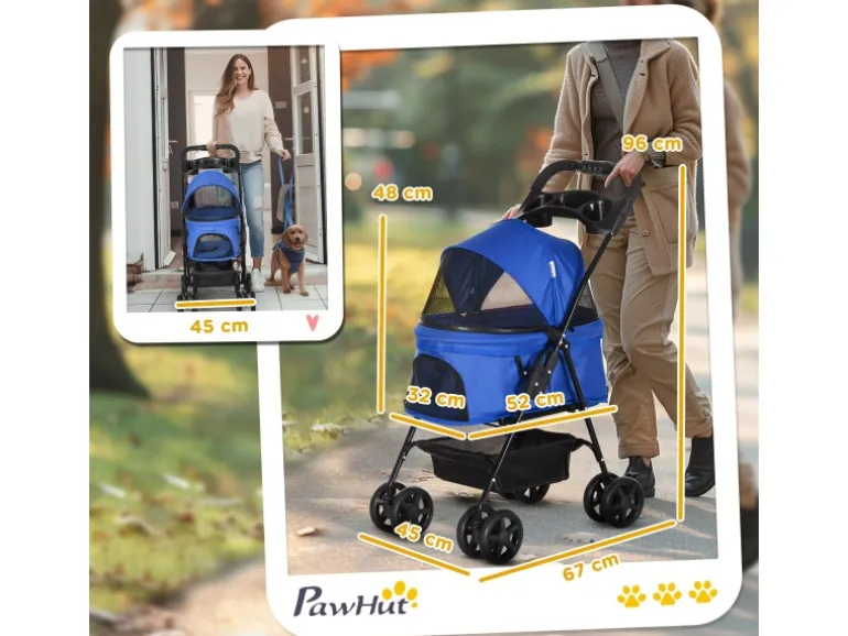 PawHut Hundewagen mit Klappfunktion Becherhalter