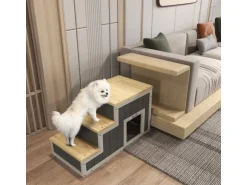 PawHut 2-in-1 Hundetreppe mit Höhle 3 Stufen