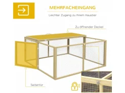 PawHut Kaninchenstall Klappbar mit Freilaufgehege 120 x 120x57 m