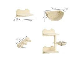 PawHut Katzen Kletterwand Spanplatte Polyester Beige 40L x 28B x 73H cm