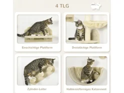 PawHut Katzen Kletterwand Spanplatte Polyester Beige 40L x 28B x 73H cm