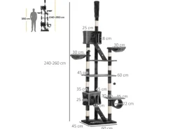PawHut Katzenkratzbaum 240-260 cm Deckenhoch mit Sisalseil