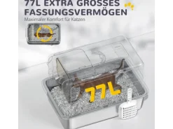 PawHut Katzentoilette Edelstahl Kunststoff Weiß 40,5L x 60,5B x 41,5H cm