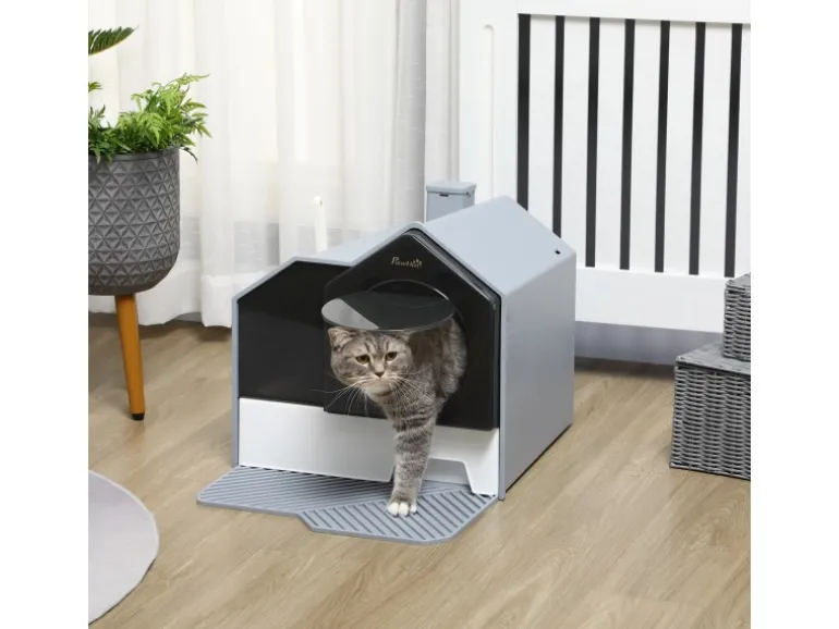PawHut Katzentoilette mit Bodenwanne Schaufel