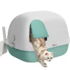 PawHut Katzentoilette mit Deckel Kunststoff 58L x 46B x 39H cm