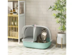 PawHut Katzentoilette mit Deckel Kunststoff 58L x 46B x 39H cm