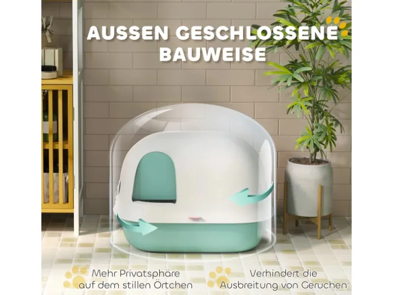 PawHut Katzentoilette mit Deckel Kunststoff 58L x 46B x 39H cm
