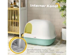 PawHut Katzentoilette mit Deckel Kunststoff 58L x 46B x 39H cm