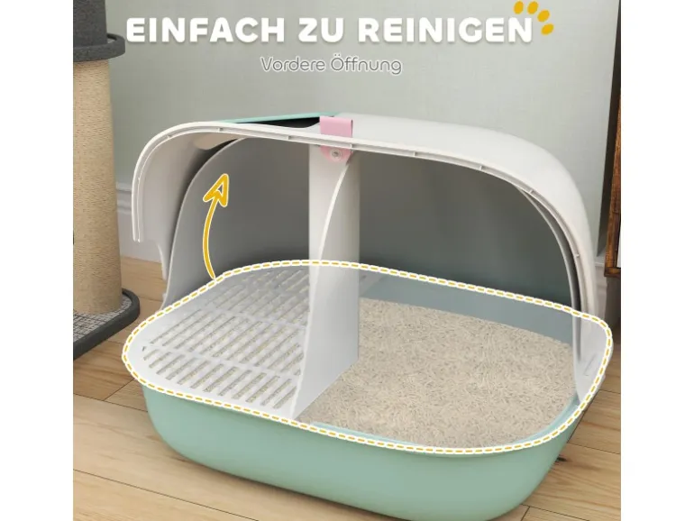 PawHut Katzentoilette mit Deckel Kunststoff 58L x 46B x 39H cm