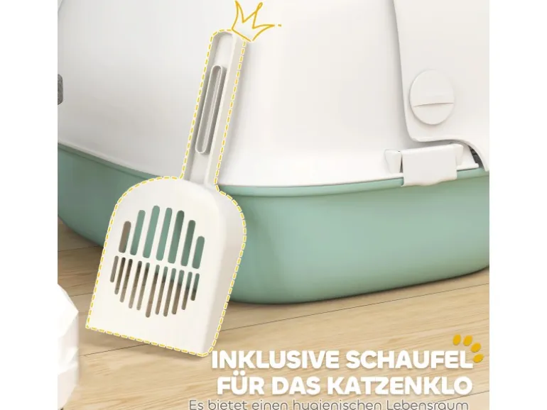PawHut Katzentoilette mit Deckel Kunststoff 58L x 46B x 39H cm