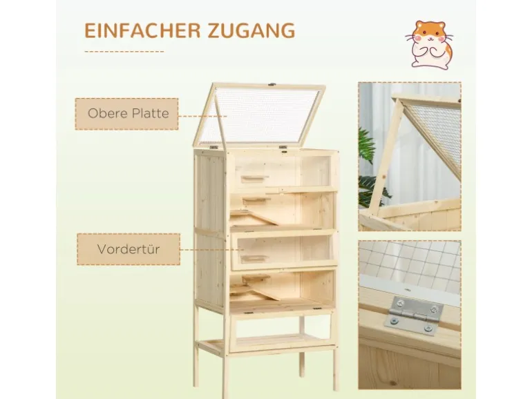 PawHut Kleintierkäfig 5 Etagen mit Gitterdach