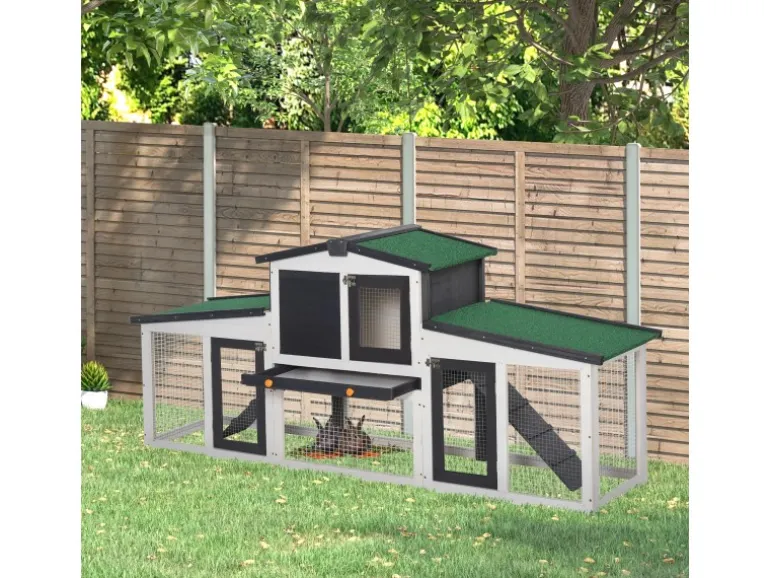 PawHut Kleintierstall mit Freigehege 204 x 45 x 80 cm