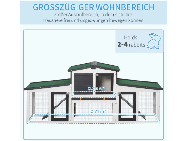 PawHut Kleintierstall mit Freigehege 204 x 45 x 80 cm