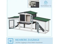 PawHut Kleintierstall mit Freigehege 204 x 45 x 80 cm
