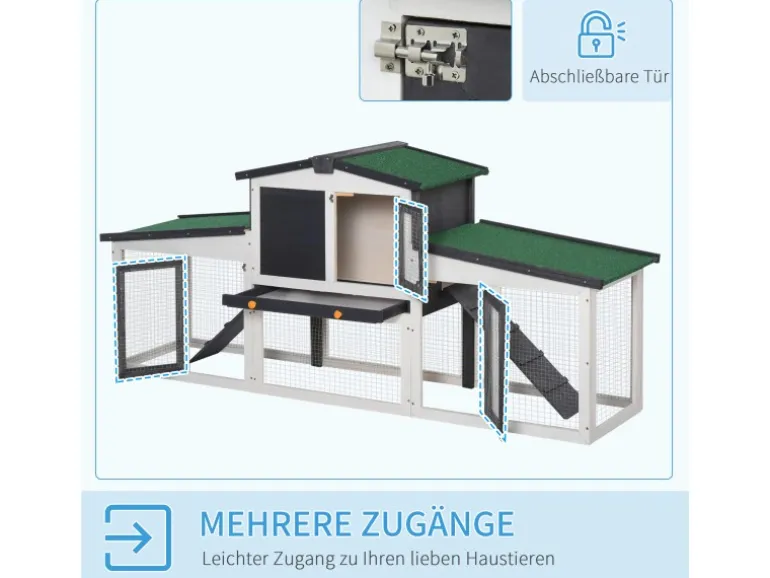 PawHut Kleintierstall mit Freigehege 204 x 45 x 80 cm