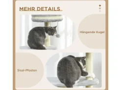 PawHut Kratzbaum 100 cm mit Kratztonne Sisalsäule und Kissen