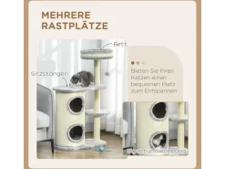 PawHut Kratzbaum 100 cm mit Kratztonne Sisalsäule und Kissen