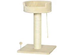 PawHut Kratzbaum 85 cm mit Liegefläche Plüsch-Kletterbaum Spielball