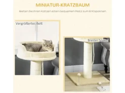 PawHut Kratzbaum 85 cm mit Liegefläche Plüsch-Kletterbaum Spielball