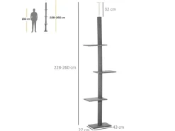 PawHut Kratzbaum Deckenhoch 228-260 cm mit 3 Ebenen Spielbaum