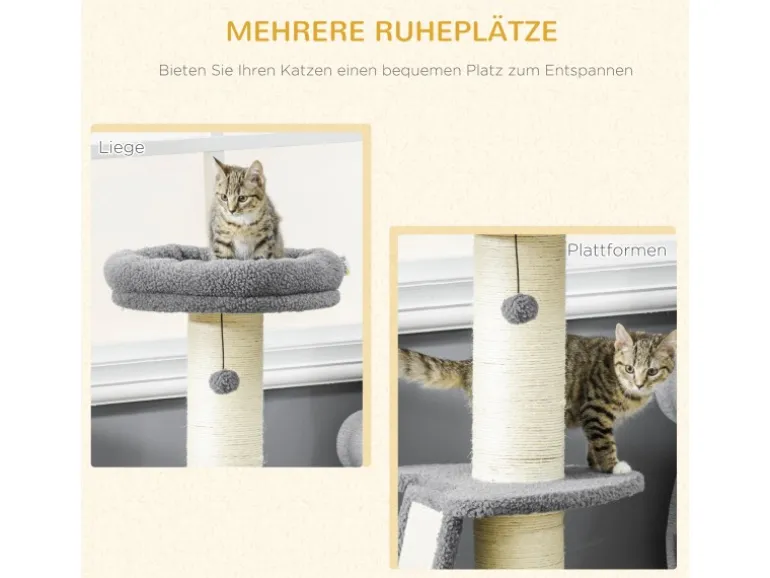 PawHut Kratzbaum 92H cm mit Kratzbrett und Spielball