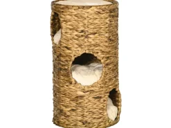 PawHut Kratzbaum Kratztonne mit 3 Höhlen Kissen
