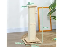 PawHut Kratzstamm Kratzsäule MDF Sisal Eiche 39,5L x 39,5B x 87H cm