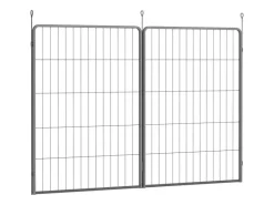 PawHut Pet Playpen Welpenzaun aus Stahl Schwarz 80L x 1,5B x 100H cm