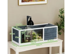 PawHut Schildkrötenhaus Tannenholz Pmma Grau 120L x 50B x 40H cm