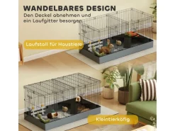 PawHut Small Animal Cage Stahl Oxfordstoff Schwarz 121L x 61B x 61H cm