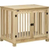 Pawhut Tierkäfig aus Holz mit Kissen Naturholz Cremeweiß 82,5 x 57 x 72 cm
