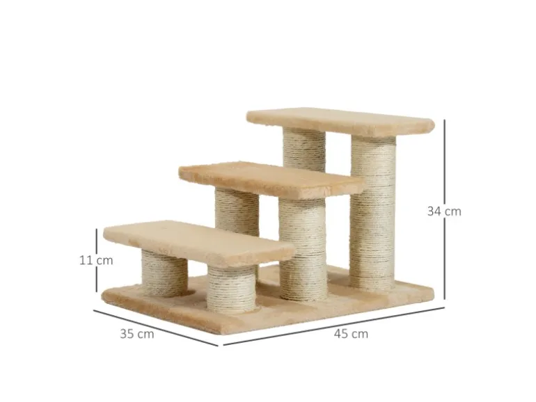PawHut Tiertreppe 3 Stufen Treppe für Katze und Hunde 45 x 35 x34cm