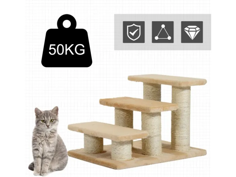 PawHut Tiertreppe 3 Stufen Treppe für Katze und Hunde 45 x 35 x34cm
