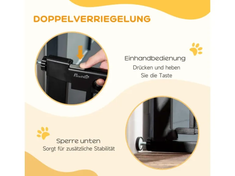 PawHut Türschutzgitter Ohne Bohren und mit Auto-Close