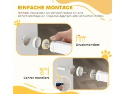 PawHut Türschutzgitter Stahl Kunststoff Weiß 76-104L x 106H cm