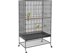 PawHut Vogelkäfig mit Sitzstangen Ablage Bodenwanne