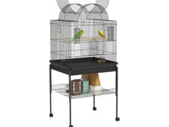 PawHut Vogelkäfig Stahl Kunststoff Schwarz 63L x 53B x 144H cm