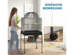 PawHut Vogelkäfig Stahl Kunststoff Schwarz 63L x 53B x 144H cm