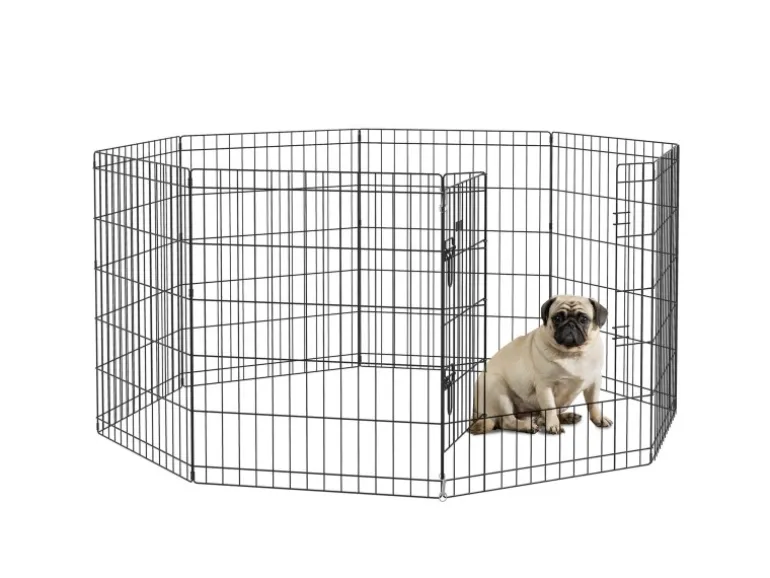 PawHut Welpenauslauf Hundelaufstall Metall Schwarz 61L x 4B x 76H cm