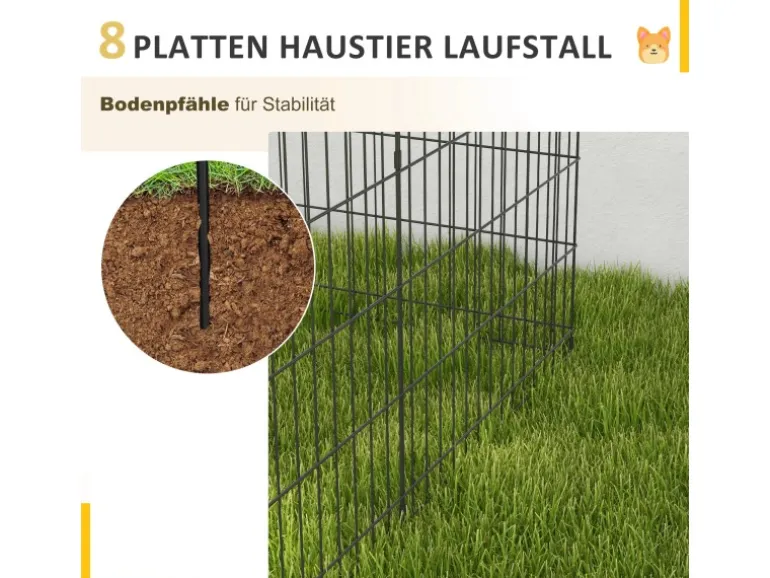 PawHut Welpenauslauf Hundelaufstall Metall Schwarz 61L x 4B x 76H cm