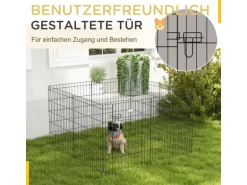 PawHut Welpenauslauf Hundelaufstall Metall Schwarz 61L x 4B x 76H cm