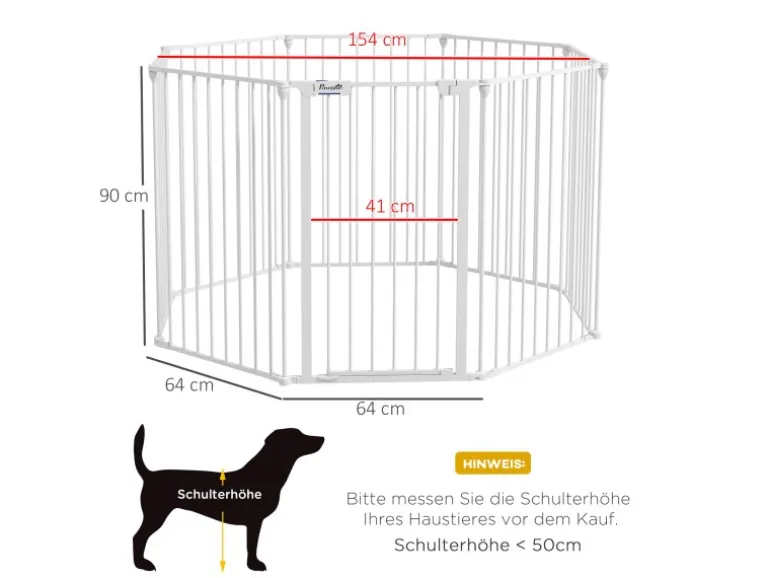 PawHut Welpenauslauf Klappbar 90 cm Hoch mit 8 Platten Tür