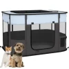 PawHut Welpenauslauf Oxford-Stoff Nylonnetz Grau 94L x 74B x 60H cm