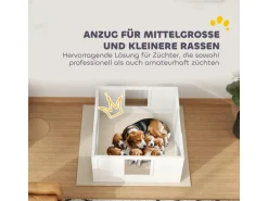 PawHut Wurfkiste für Welpen Kiefernholz MDF Weiß 100L x 96B x 48H cm