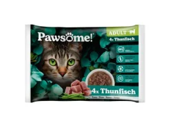 Pawsome Katzen-Nassfutter Adult Thunfisch 85 g 4er Flowpack
