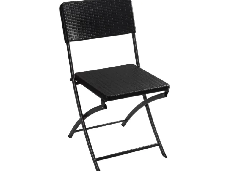 Perel Klappstuhl Polyrattan-Optik Schwarz