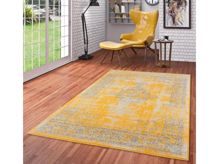 Pergamon Designer Teppich Passion Vintage Bordüre Safran Gelb 185x270cm