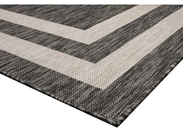 Peyer Syntex Teppich Terrace Bordüre Pflegeleicht Farbe Anthrazit 60 x 110 cm